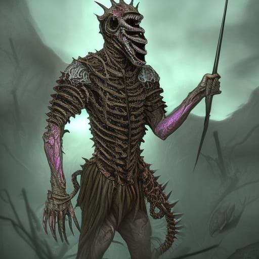 Necromancer Fishing: Hyperrealistic Digital Illustration
