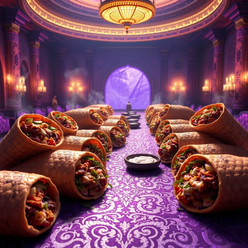Fantastical Shawarma Banquet in Vibrant Purple Hues