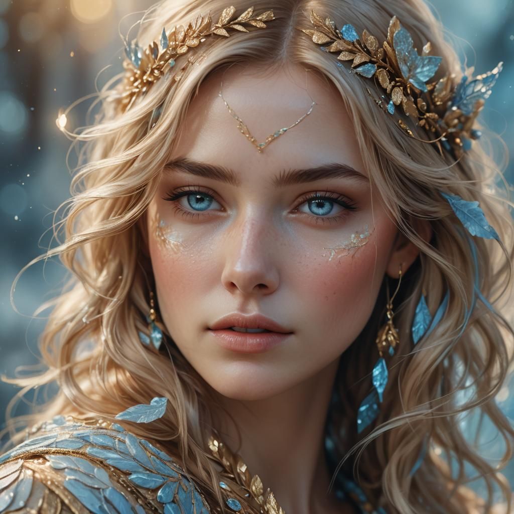Magical Woman's Face in Realistic Digital Art
