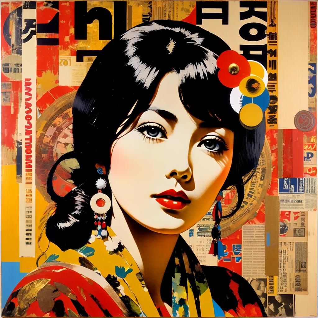 Surreal Bohemian Woman Portrait in Pop Art Style