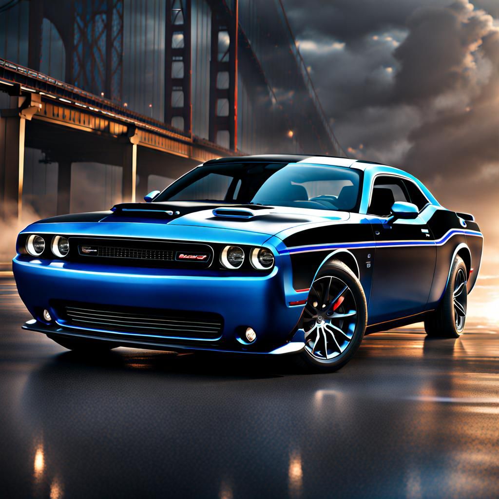 Black 2023 Dodge Challenger with Racing Stripes