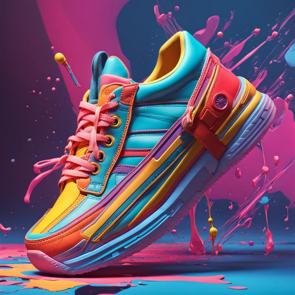 Hyperrealistic Futuristic Sneakers in Bright Colors