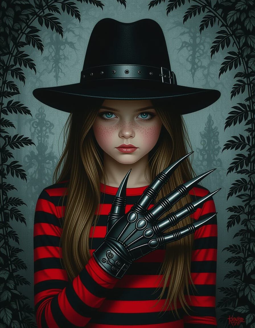 Nightmarish Girl with Freddy Krueger's Claw as Dark Fantasy ...