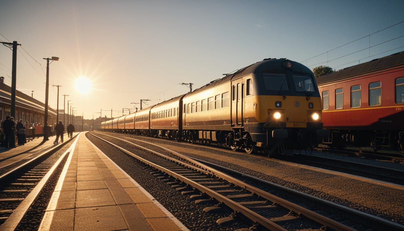 Train at Woodbridge Railway Station in Golden Hour