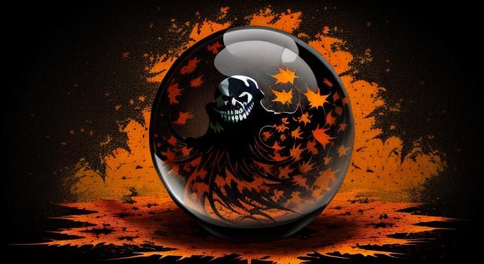 Halloween Ghoul in Glass Sphere: Ink Splatter Art