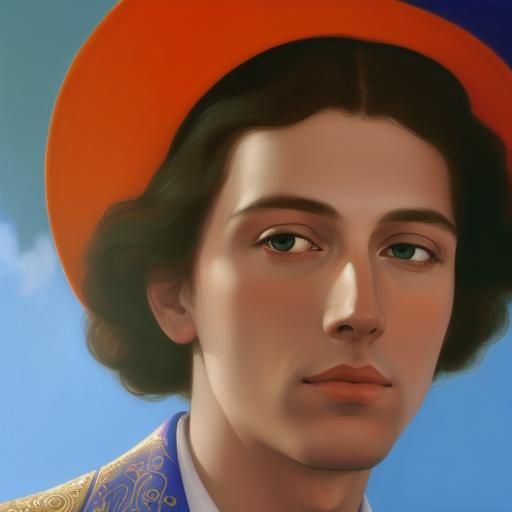 Colorful Portrait in Art Nouveau Style