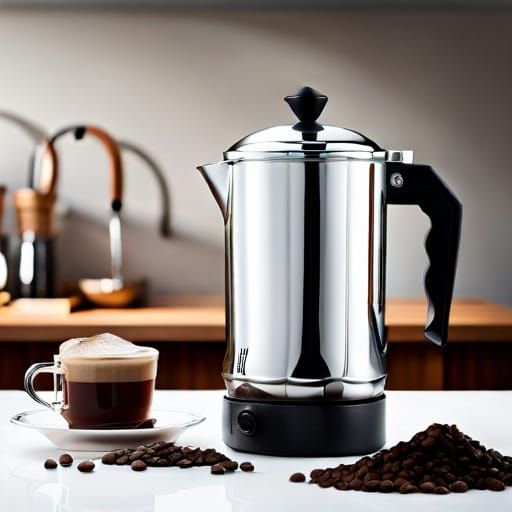 Vintage Italian Moka Pot in Photorealistic Baroque Style