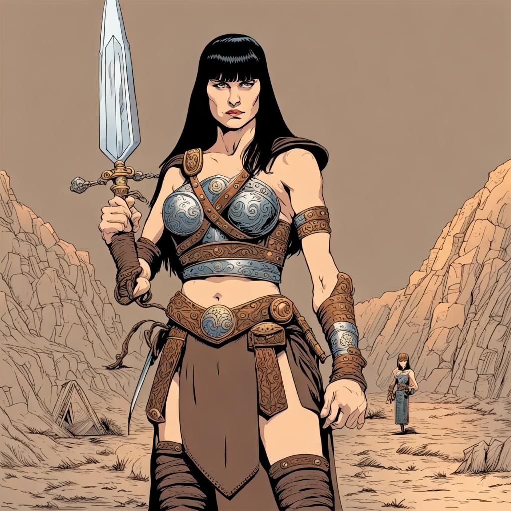 Xena Warrior Princess in Moebius Comic Style