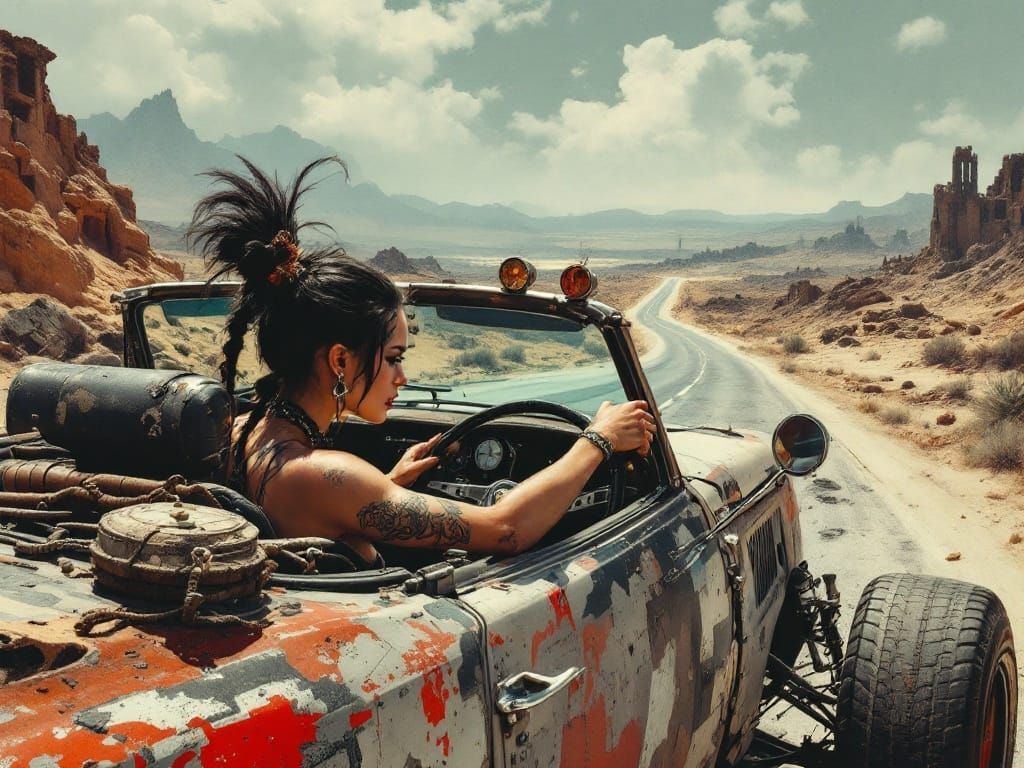 Post-Apocalyptic Driver in Dieselpunk Style