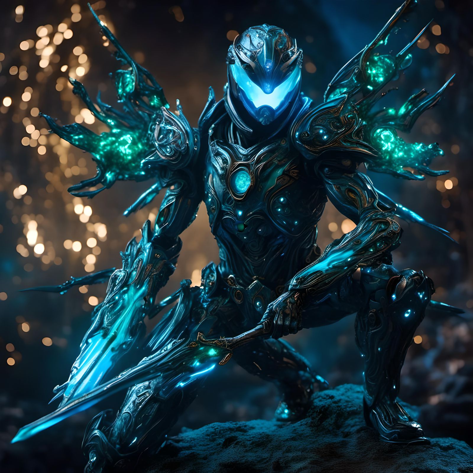 Futuristic Sci-Fi Paladin with Glowing Sword