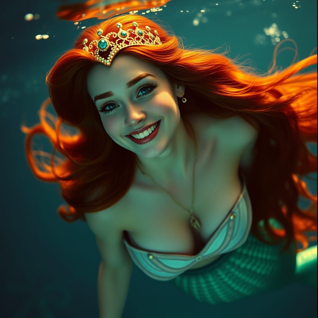 Smiling Mermaid Queen Undersea Film Still
