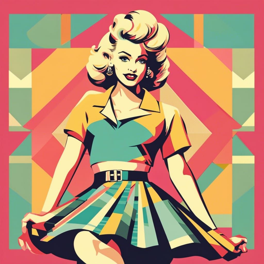 1950s Pinup Girl in Pop Art Style