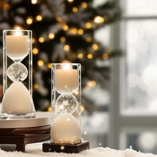 Intricate Crystal Hourglass with Christmas Lights