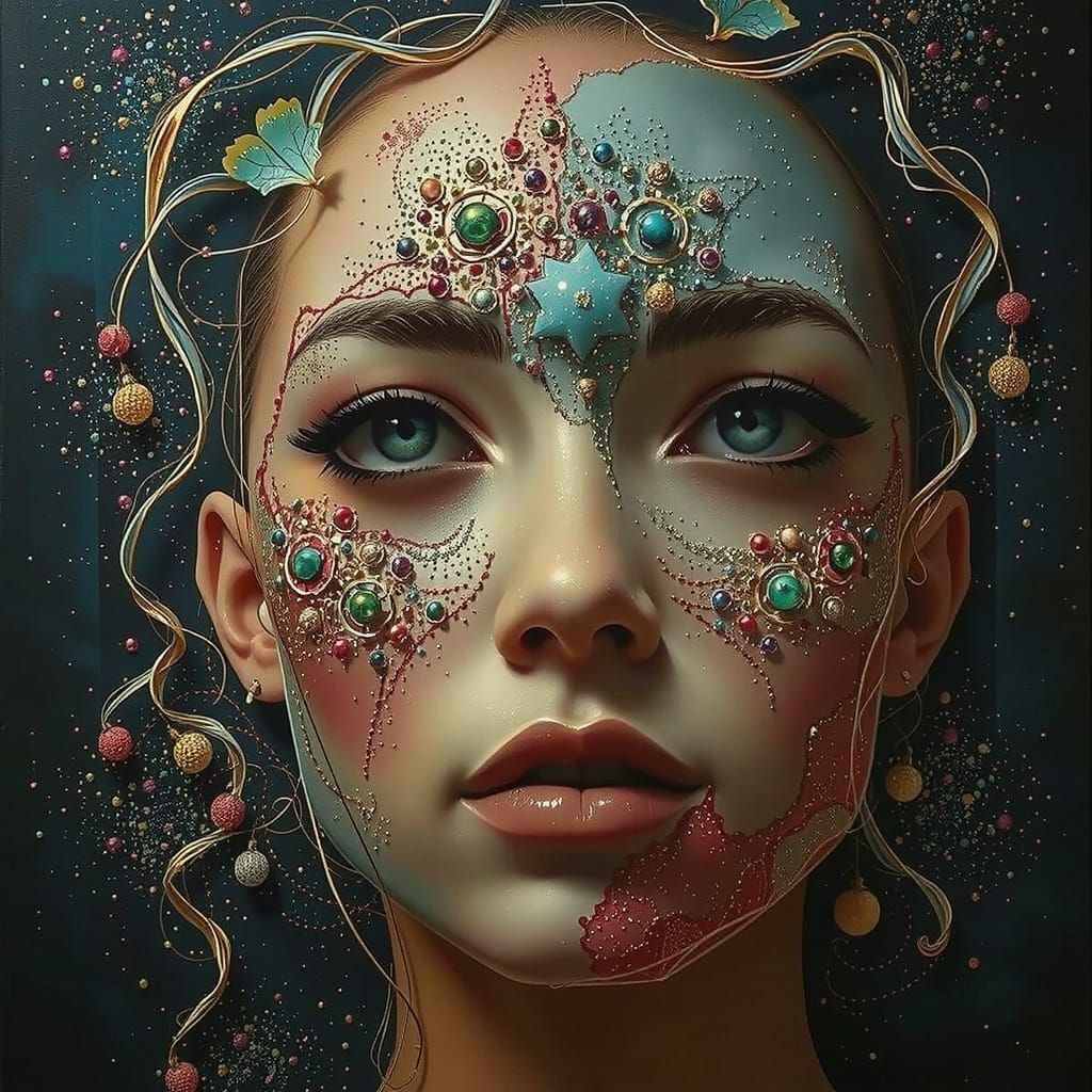 Dreamlike Amoeboid Landscape Painting with Soft Mountains an...