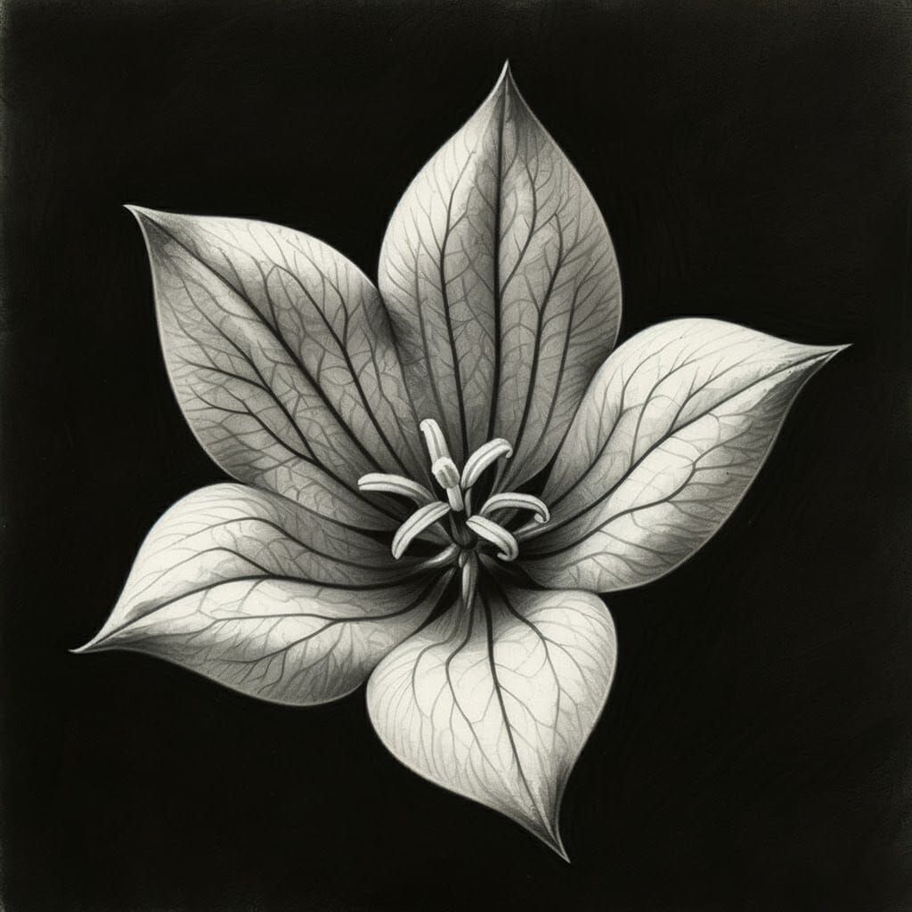 Charcoal Balloon Flower in Expressive Style