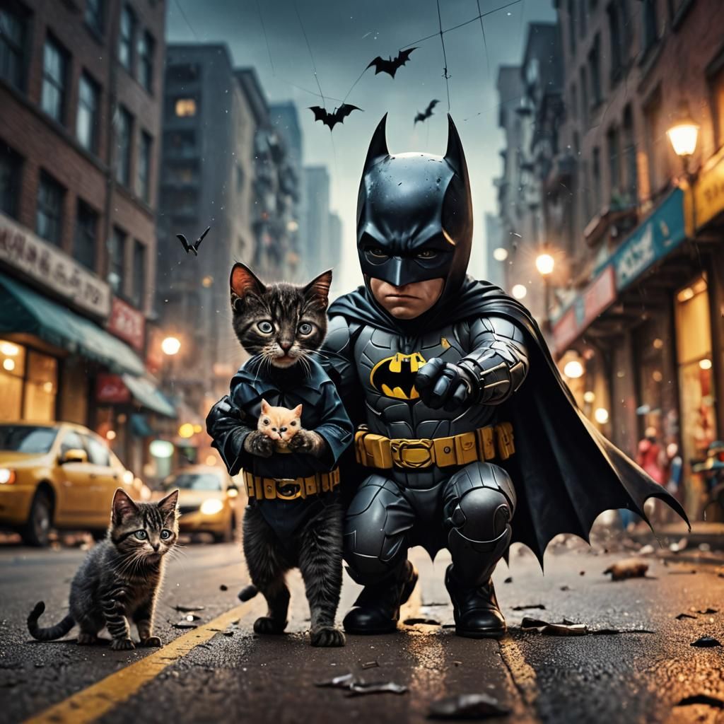 Surrealistic Batman Saving Kitten: Award-Winning Photography