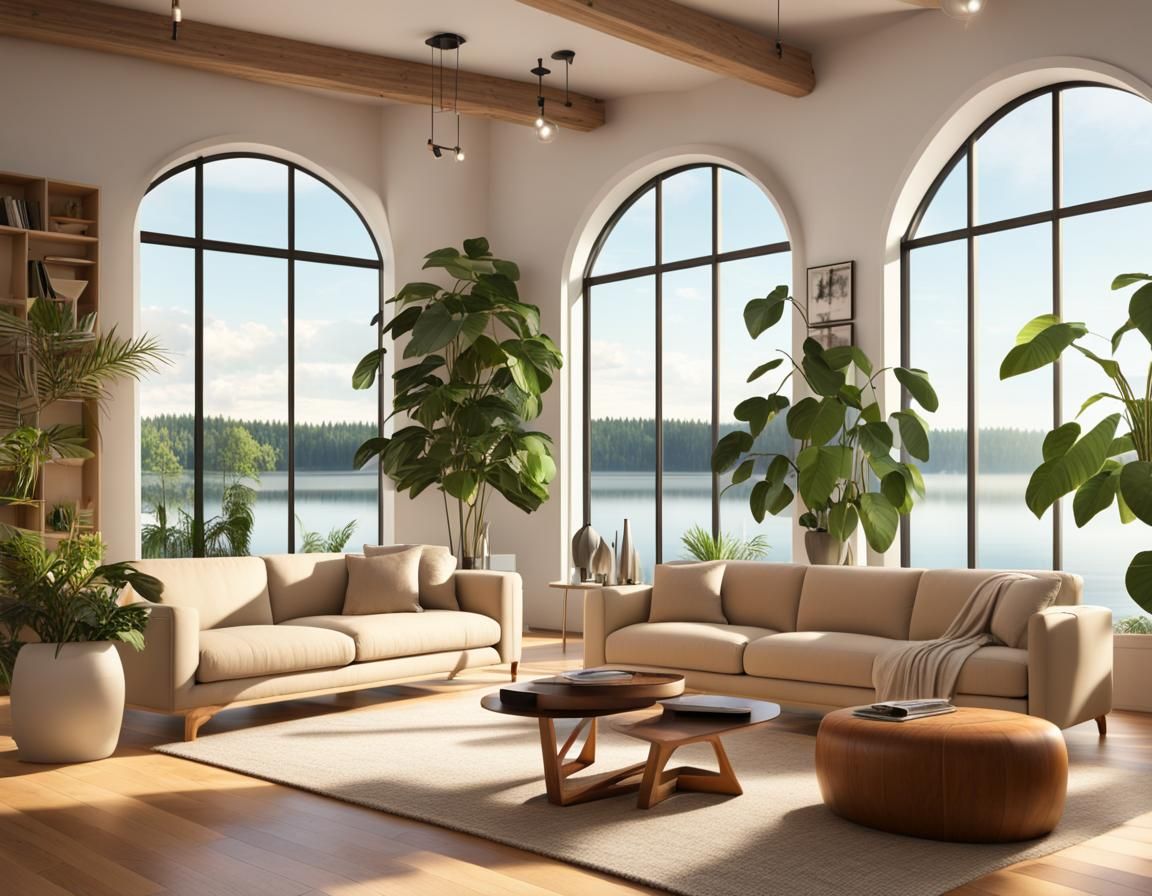 Cozy Lakeside Music Room in 8K Resolution