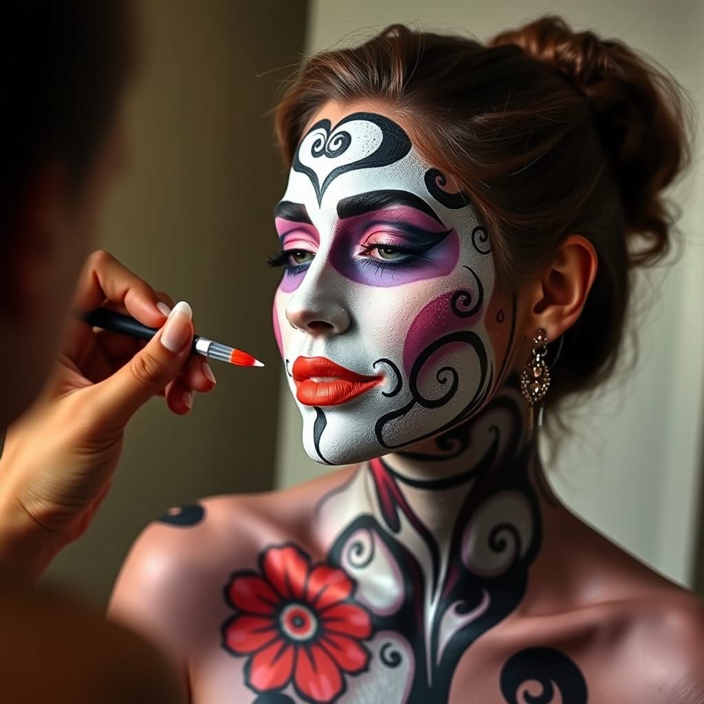 Woman Receives Body Paint in Soft Style