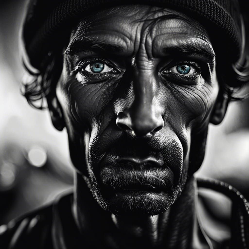 Detailed Portrait of Man with Blue Eyes