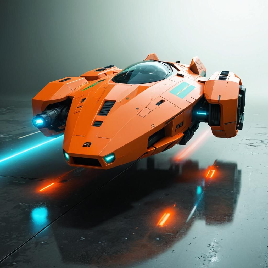 Futuristic Hover-Speeder Concept Art in Digital Style