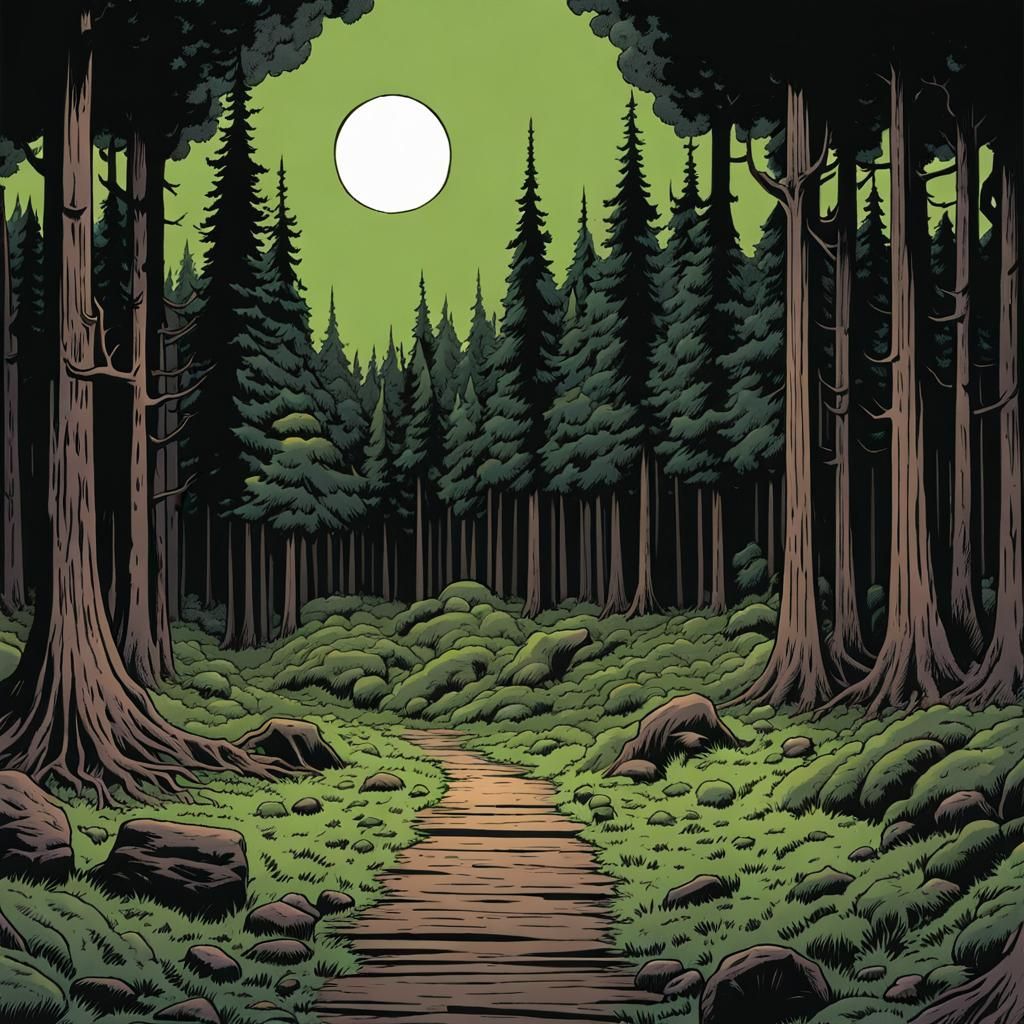 Eldritch Forest in Comic Book Style
