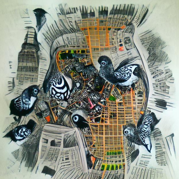 New York City Bird's-Eye View, Ink Drawing