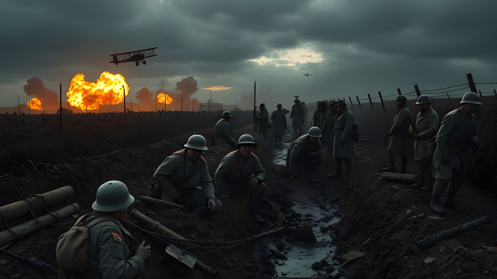 WWI Battlefield Scene in Hyperrealistic 8K