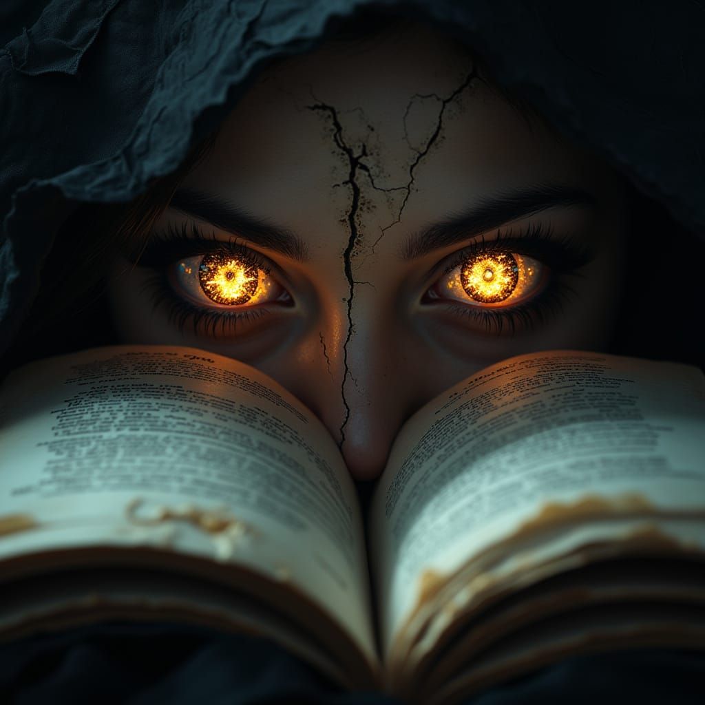 Mysterious Eyes Gaze From Spellbook Pages