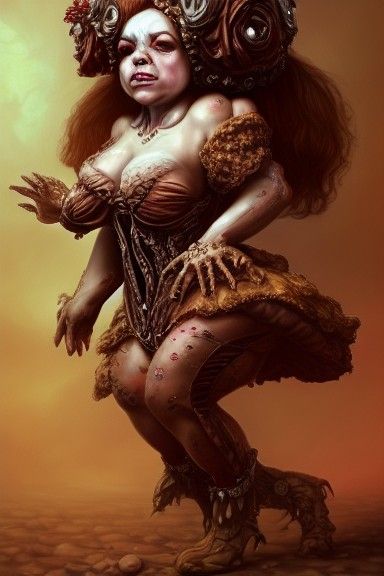 Grotesque Dwarf in Rococo Dress: Hyperdetailed Portrait