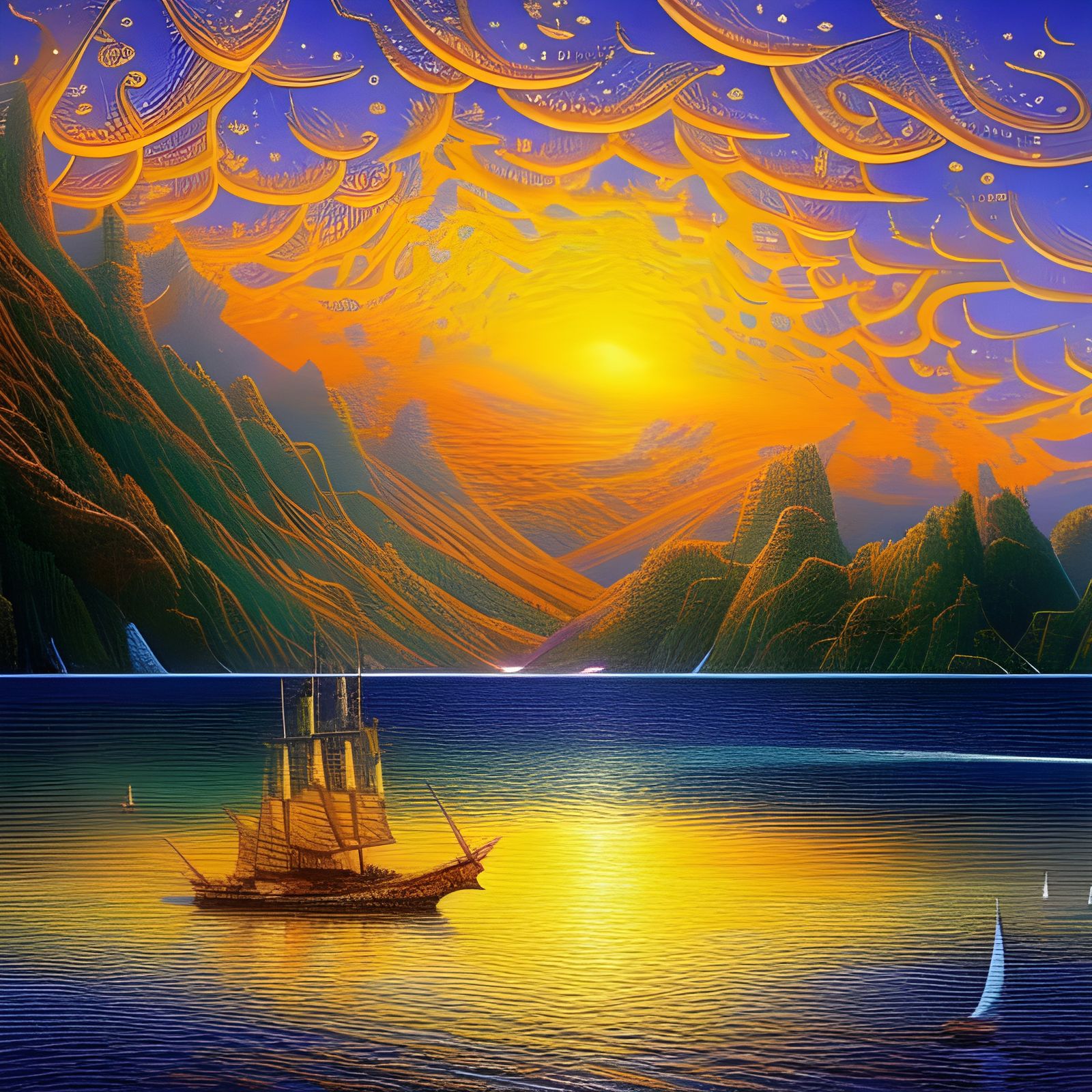 Ornate Hourglass with Glittering Gold Sand, Hyperrealism