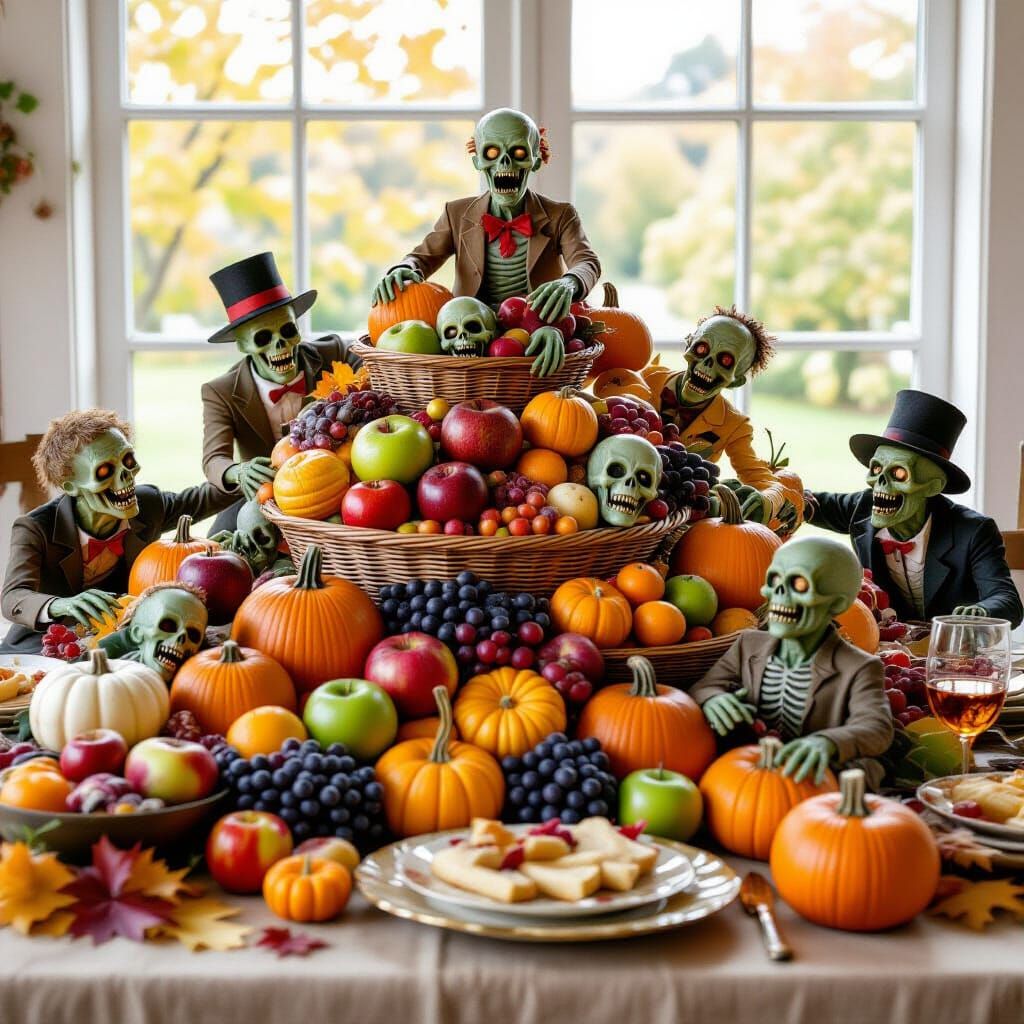 Amazing Halloween Harvest Festival Table with Autumn Fruits