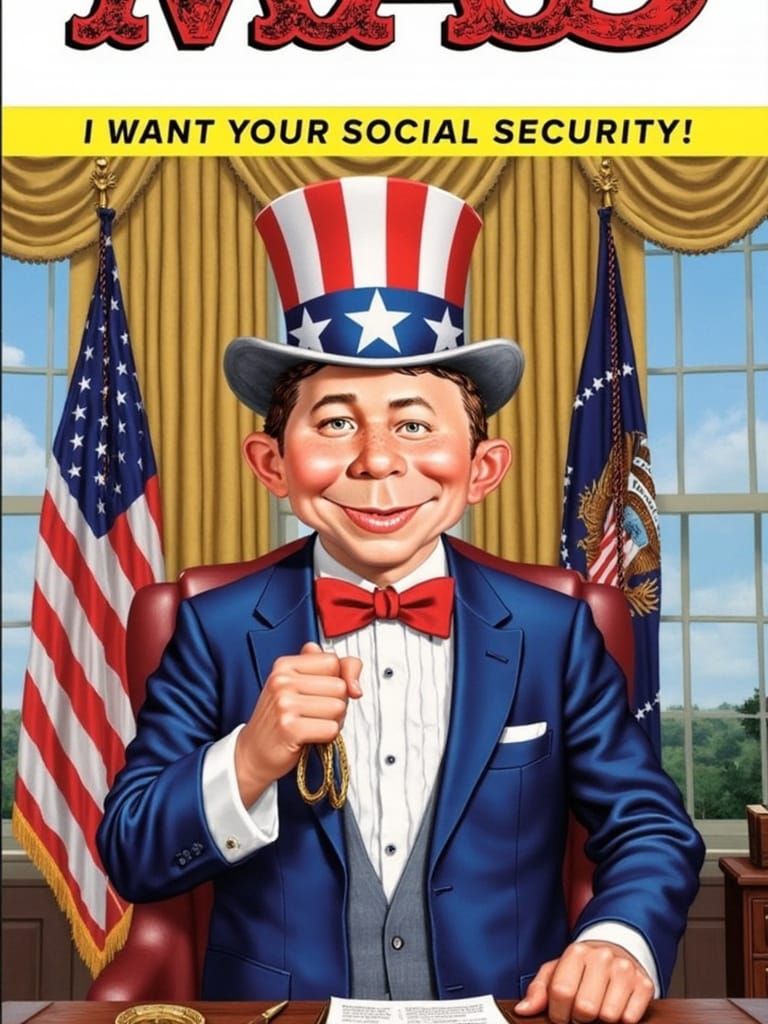 Elon Musk as Uncle Sam in a Satirical Mad Magazine Cover