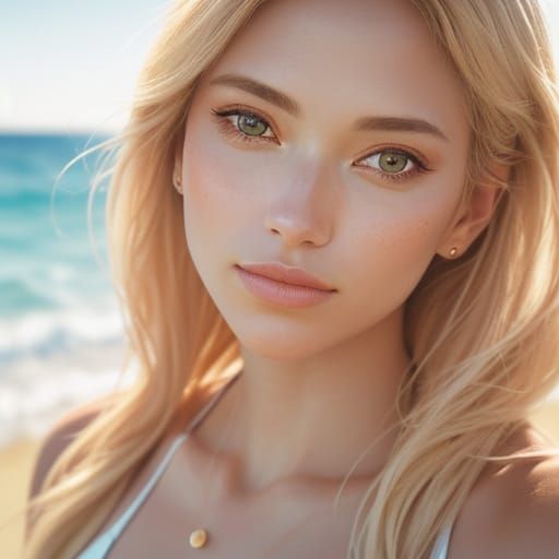 Bikini Beach Portrait in Pastel Colors