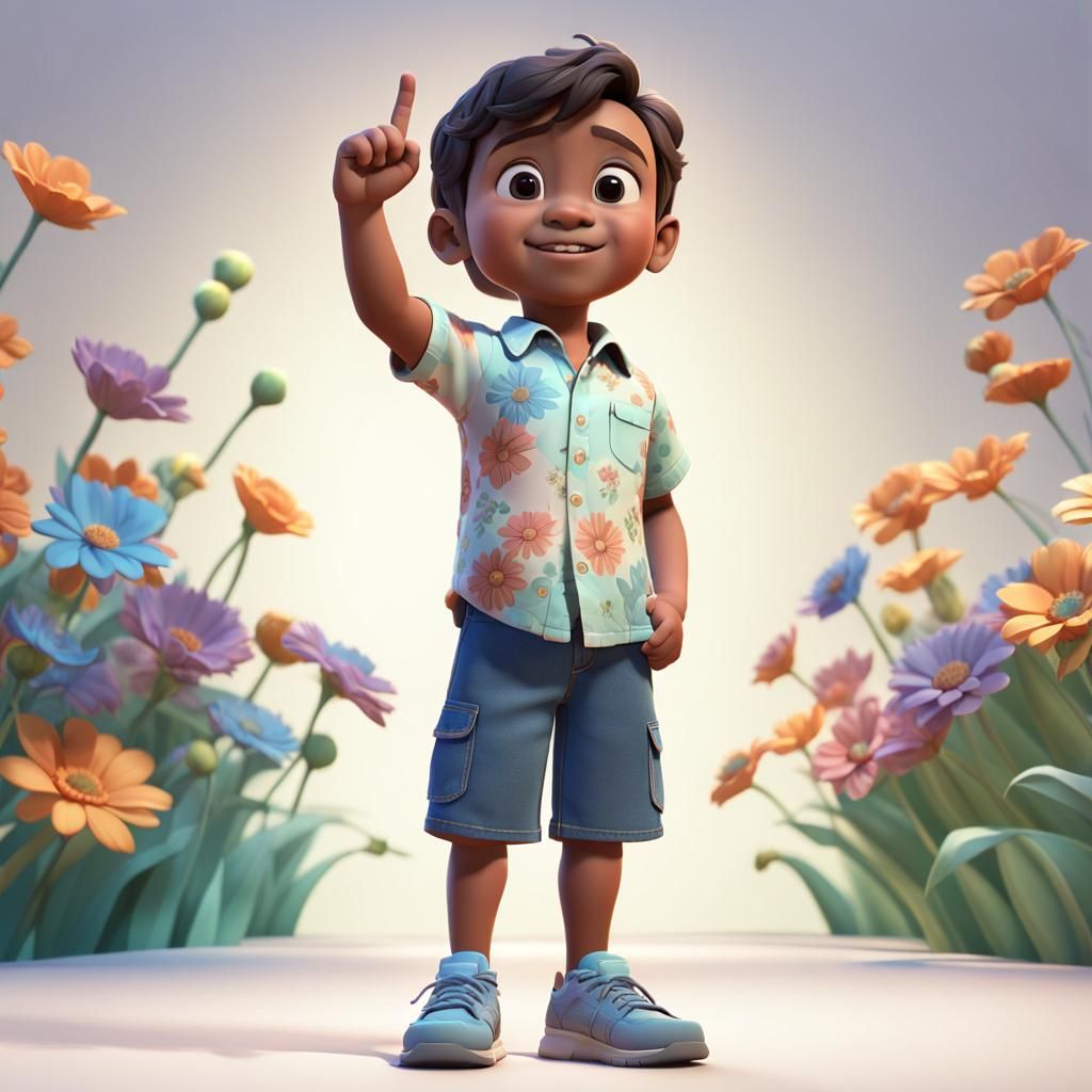 Playful Boy Poses in 3D Cartoon Style
