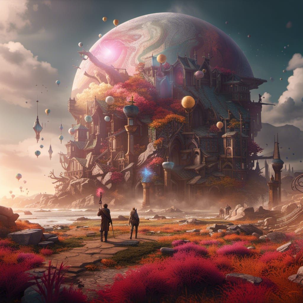 Fantastical Matte Painting: Humanity's Creativity Unleashed