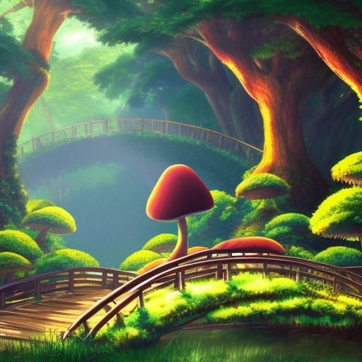Mushroom Forest Bridge: Anime Key Visual