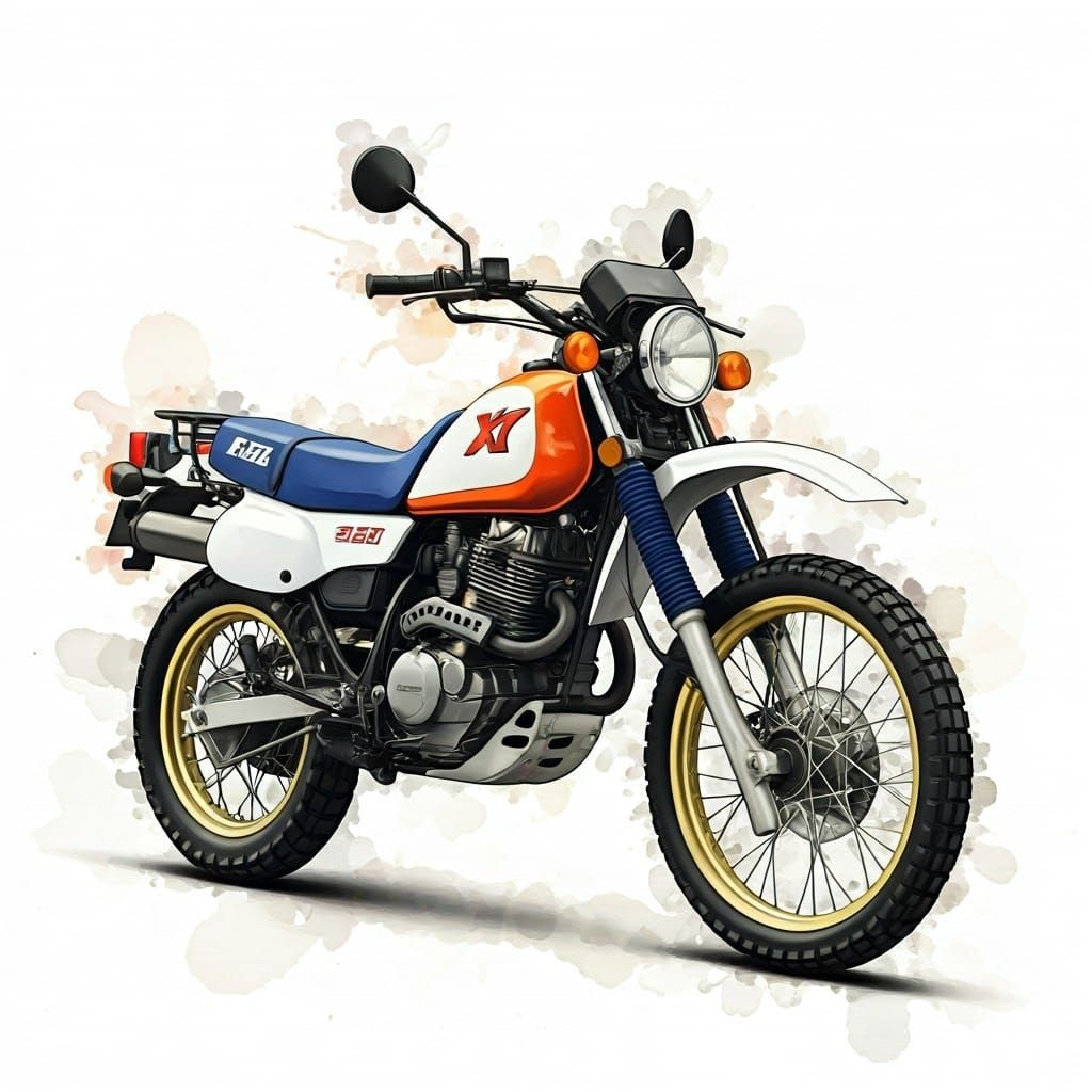 Vintage XT 600 2KF Watercolour Oil Painting