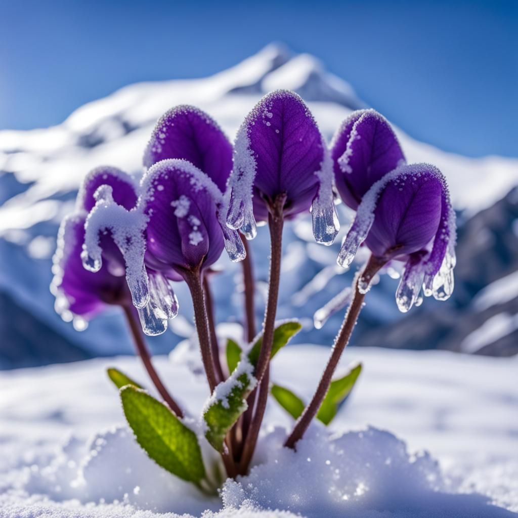 Icy Violet: Macro Photo of Alpine Flower