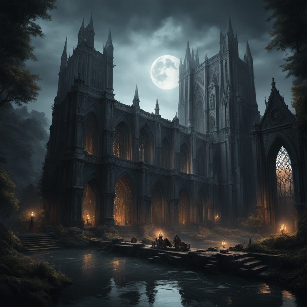 Gothic Cathedral Ruins in Dark Fantasy Style