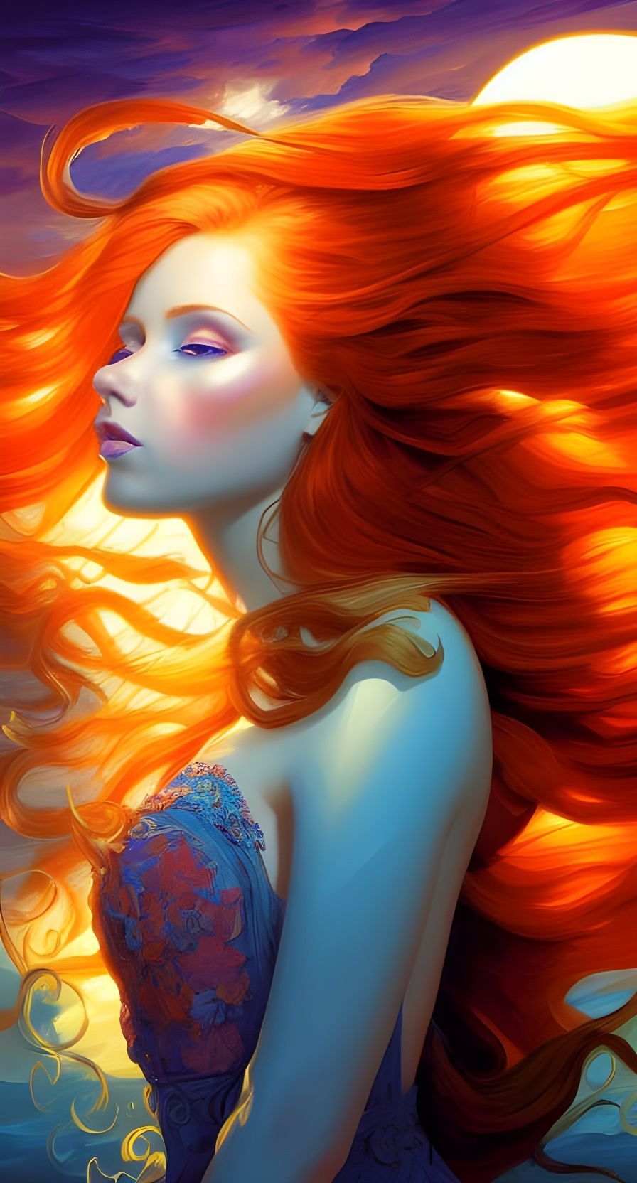 Ginger-Haired Princess in Hyperrealistic Digital Painting
