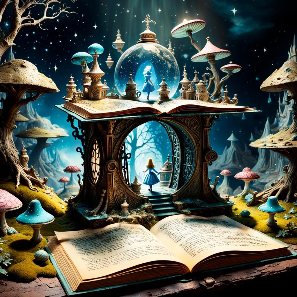 Alice in Wonderland Pop-Up Book: Fantasy Digital Art