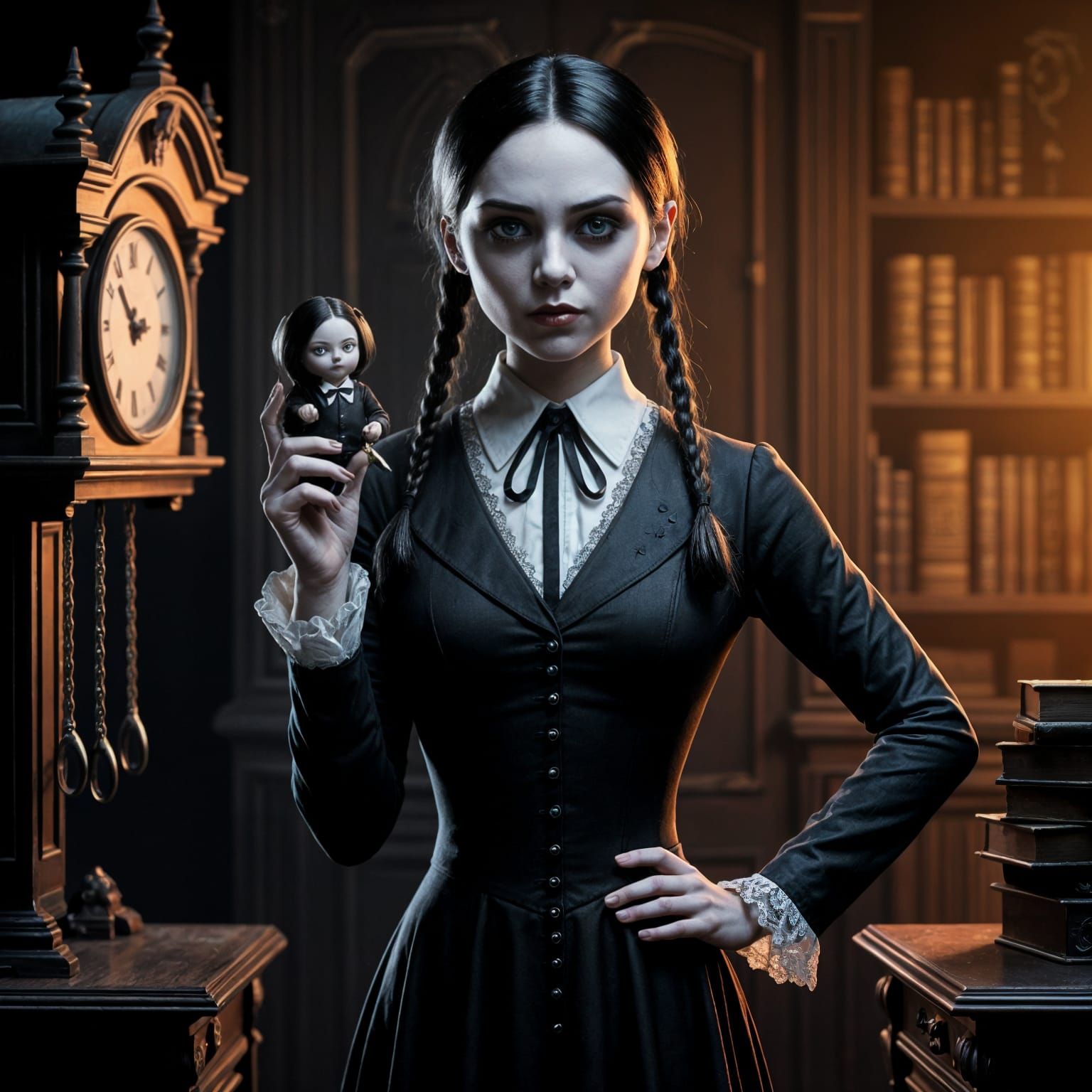 Wednesday Addams in a Dark, Mysterious Atmosphere