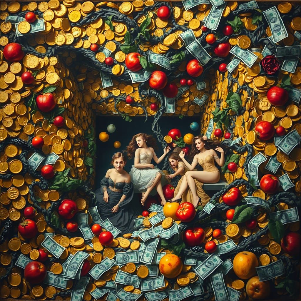 Surreal Labyrinth of Wealth and Entangled Love