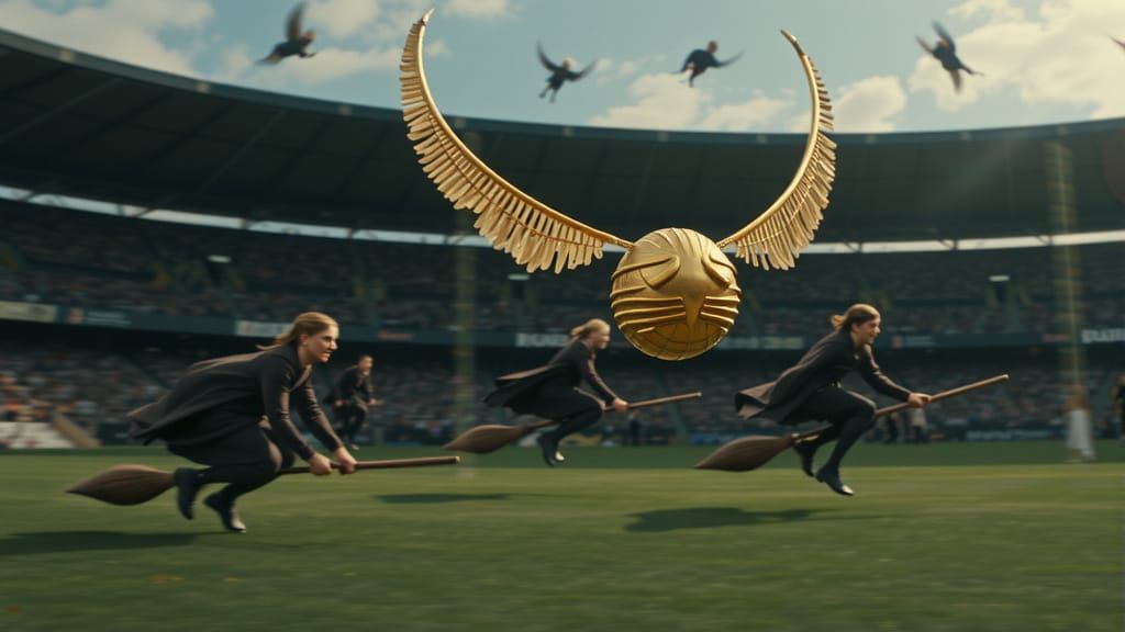Quidditch Snitch Soars Above Hogwarts Stadium