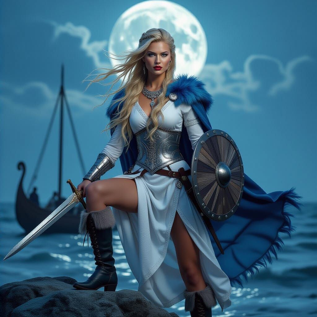 Viking Goddess Ready for Battle, Cinematic Film Still