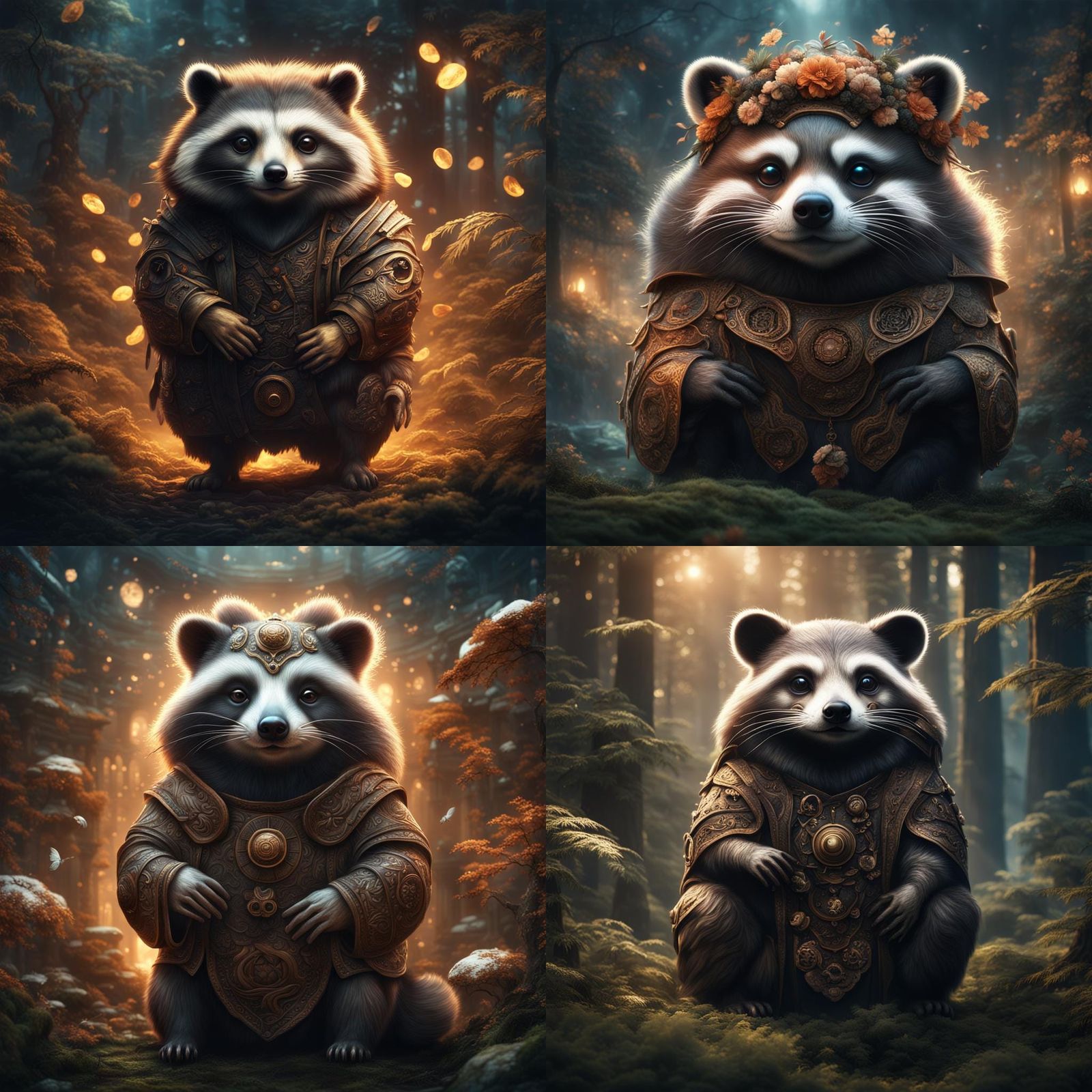 Ethereal Shapeshifting Tanuki: A Digital Matte Painting