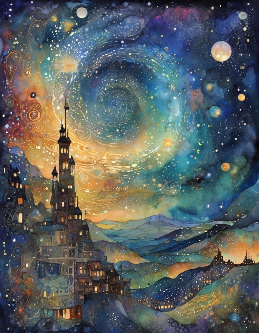 Stunning Milky Way Galaxy Artwork in Triadic Colors