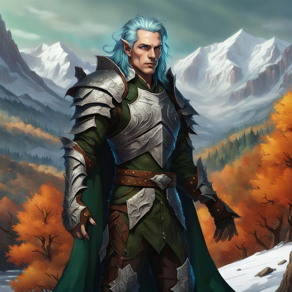 Elf Warrior Portrait in Autumnal Landscape
