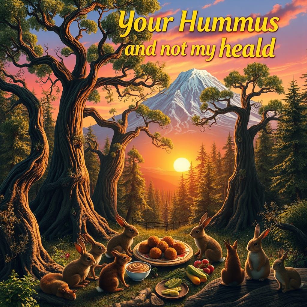 Hyperrealistic Forest Feast with Dancing Trees