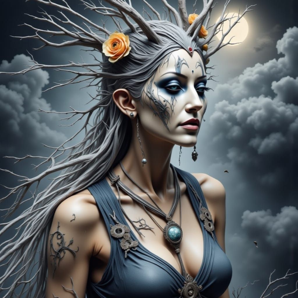 Storm Spirit Lady on Black Clouds